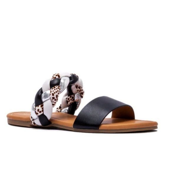 !! NEW !! Slide Sandals With Braided Detail in Black - Picture 2 of 8